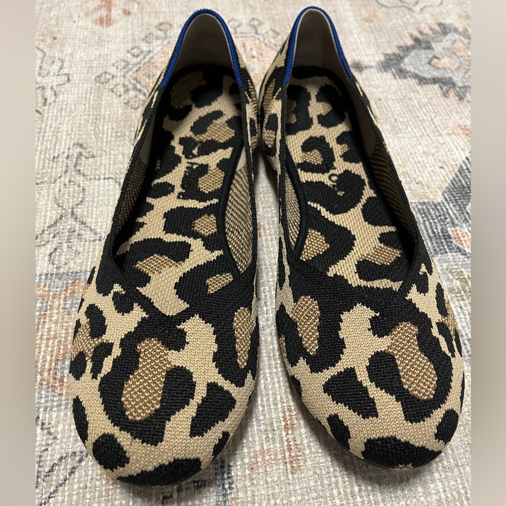 Rothy’s Tan and Black Leopard Print Flats, Size 9